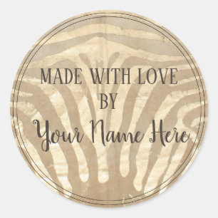 Handmade Product Cowhide Gold Round Sticker