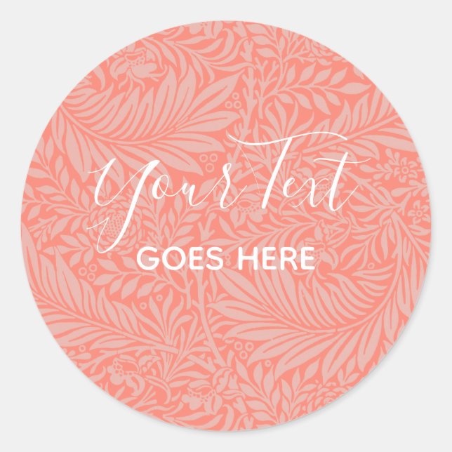 Handmade Product Floral Pattern Tangerine Classic Round Sticker (Front)