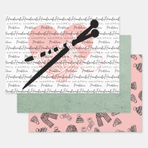 Handmade Product Knitting Artisan Crafts Heart Wrapping Paper Sheet