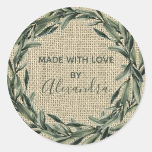 Handmade Product Vintage Branch Trendy Hessian Classic Round Sticker