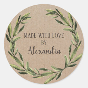 Handmade Product Vintage Branch Trendy Kraft Paper Classic Round Sticker