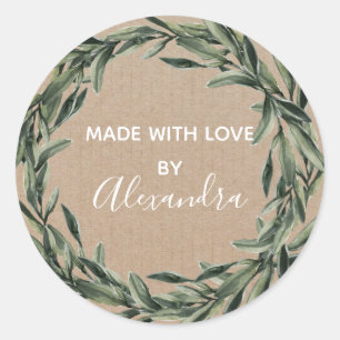 Handmade Product Vintage Branch Trendy Kraft Paper Classic Round Sticker