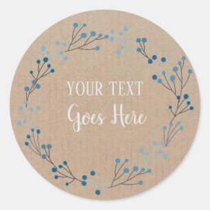 Handmade Product Vintage Floral Wreath Craft Blue Classic Round Sticker