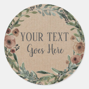 Handmade Product Vintage Floral Wreath Craft Classic Round Sticker