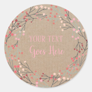 Handmade Product Vintage Floral Wreath Craft Pink Classic Round Sticker
