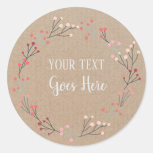 Handmade Product Vintage Floral Wreath Craft Pink Classic Round Sticker