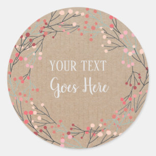 Handmade Product Vintage Floral Wreath Craft Pink Classic Round Sticker
