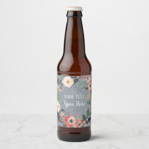 Handmade Product Vintage Floral Wreath Glitter  Beer Bottle Label