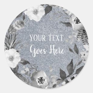Handmade Product Vintage Floral Wreath Glitter Classic Round Sticker
