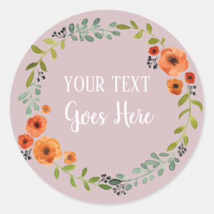 Handmade Product Vintage Floral Wreath Pink Classic Round Sticker