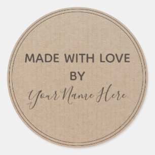Handmade Product Vintage Simple Trendy Kraft Paper Classic Round Sticker