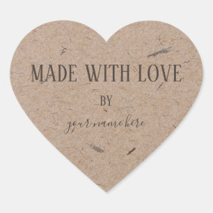 Handmade Product Vintage Simple Trendy Kraft Paper Heart Sticker