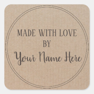Handmade Product Vintage Simple Trendy Kraft Paper Square Sticker