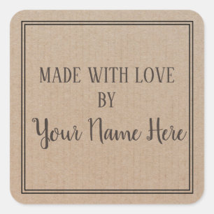 Handmade Product Vintage Simple Trendy Kraft Paper Square Sticker