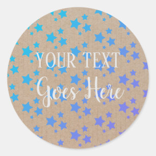 Handmade Product Vintage Stars Craft Ombre Blue Classic Round Sticker