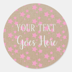 Handmade Product Vintage Stars Craft Pink Classic Round Sticker