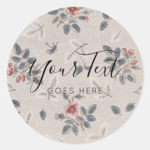 Handmade Product Vintage Trendy floral print Classic Round Sticker