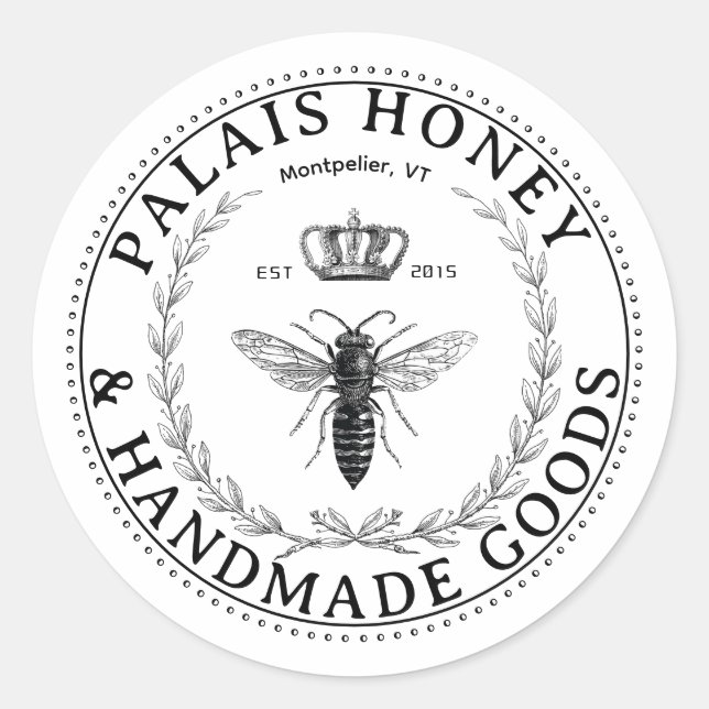 Handmade Products Apiary Honey Queen Wreath Crown  Classic Round Sticker (Front)