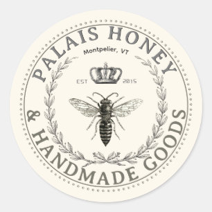 Handmade Products Apiary Honey Queen Wreath Crown  Classic Round Sticker