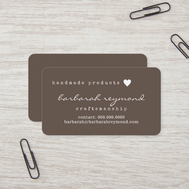 Handmade products craftsmanship brown business card (Front/Back In Situ)