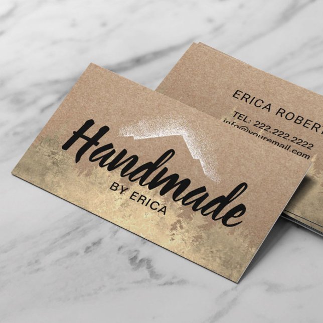 Handmade Products Mountain Logo Rustic Kraft #2 Business Card (Creator Uploaded)