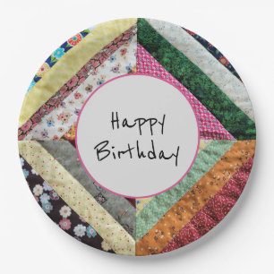 Handmade Quilt Pattern Birthday Party Paper Plate