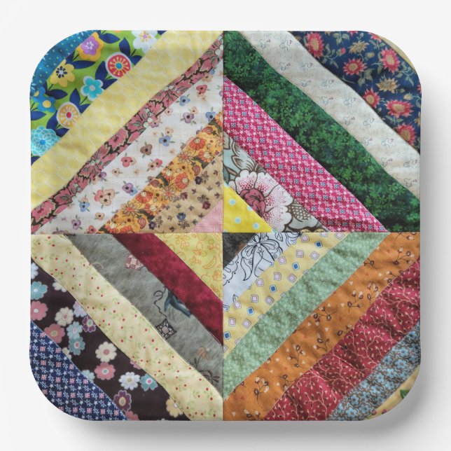 Handmade Quilt Pattern  Paper Plate (Front)