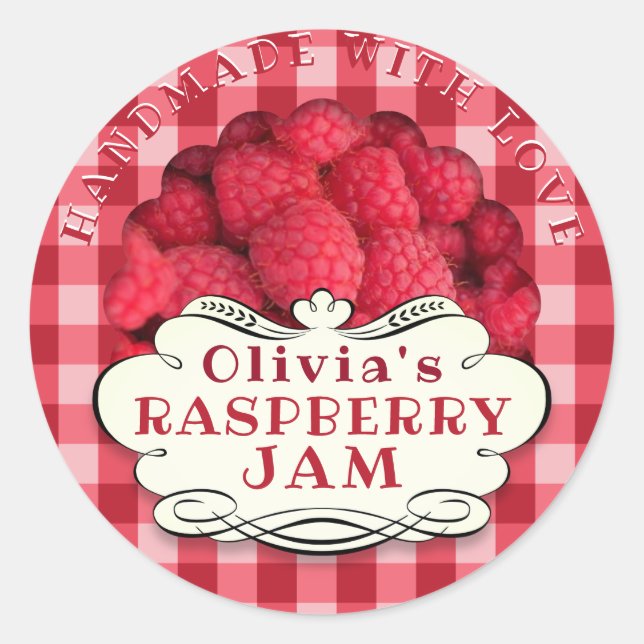 Handmade Raspberry Jam Classic Round Sticker (Front)