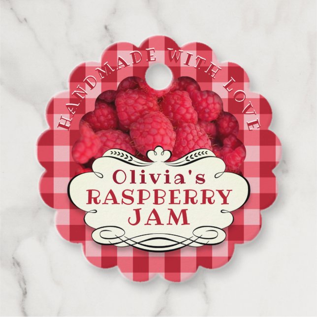 Handmade Raspberry Jam Favour Tags (Front)