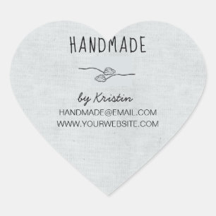 Handmade Rustic Grey Canvas Heart Sticker