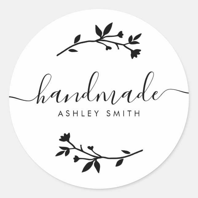Handmade Rustic Kraft Business Card Classic Round Sticker (Front)