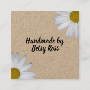 Handmade Rustic Kraft Daisy Flowers Social Media Square Business Card