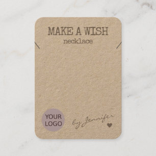 Handmade Rustic Natural Paper Necklace Holder Business Card