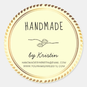 Handmade Rustic Yellow Golden Frame Classic Round Sticker