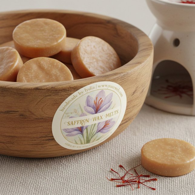 Handmade Saffron Wax Melts Round Sticker (Creator Uploaded)