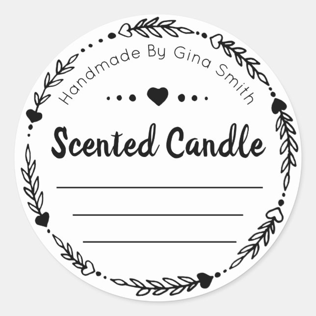 Handmade Scented Candle Classic Round Sticker (Front)