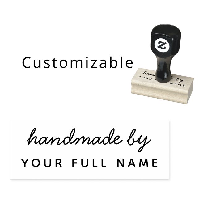 Handmade Script Name Custom Simple Minimalist Rubber Stamp (Creator Uploaded)