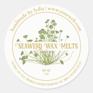 Handmade Seaweed Wax Melts Round Sticker