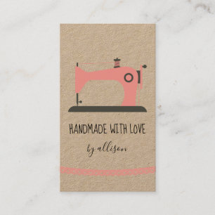 Handmade Sewing Business Pink Garment Info Cute Card