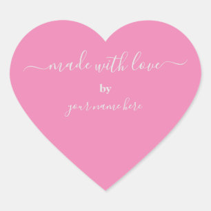 Handmade Simple Cute Trendy Pink Heart Sticker