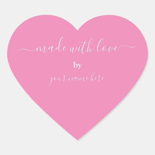 Handmade Simple Cute Trendy Pink Heart Sticker (Front)