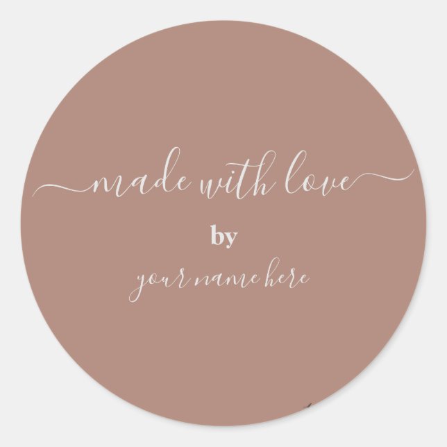 Handmade Simple Elegant Packaging Terracotta Class Classic Round Sticker (Front)