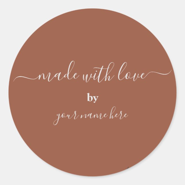 Handmade Simple Elegant Packaging Terracotta Class Classic Round Sticker (Front)