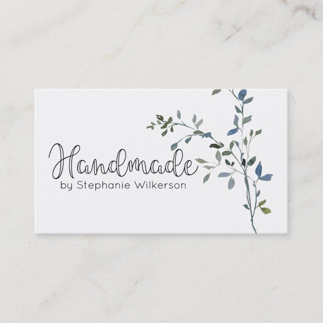 Handmade Simple Greenery Business Card (Front)