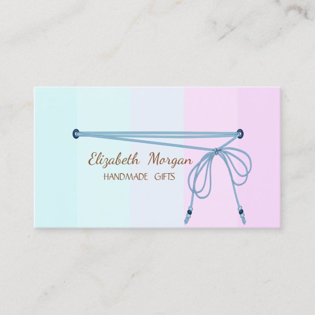Handmade Simple Rustic ,Colourful Striped Business Card (Front)