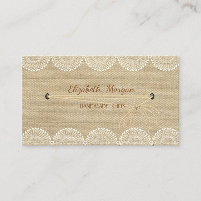 Handmade Simple Rustic ,Lace Business Card (Front)