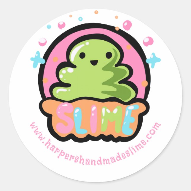 handmade slime template logo classic round sticker (Front)