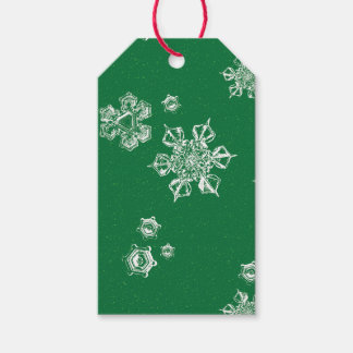 Handmade Snowflake Flurries - Bright Green & White Gift Tags