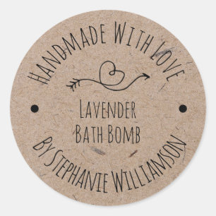 Handmade Soap Bath Bomb Kraft Paper Classic Round Sticker