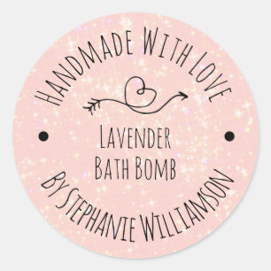 Handmade Soap Bath Bomb   Pink Glitter Classic Round Sticker
